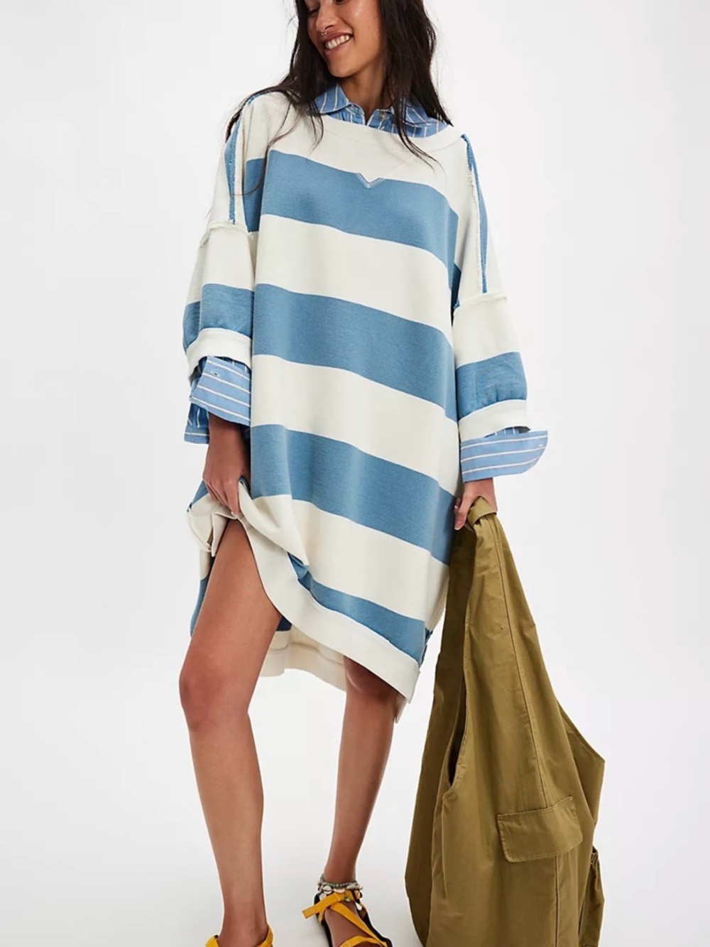 NWT We The Free Out Here Striped Maxi Sweatshirt